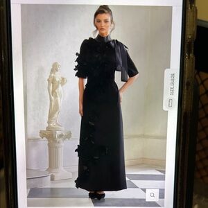 Elegant Black Floral-Appliqué Evening Gown